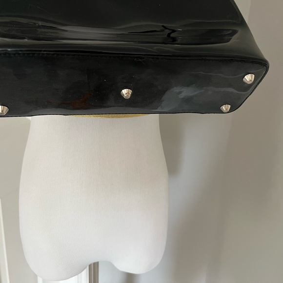 Black Patent Leather Beijo Bag with Silver Accents - Picture 4 of 6
